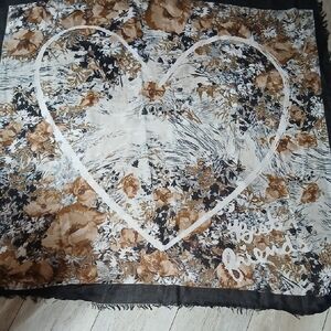 Chic Floral Heart Scarf in Black and Brown